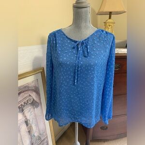 J-Crew Sheer Embroidered Polka Dot Long Sleeve Blouse Woman’s Size Medium